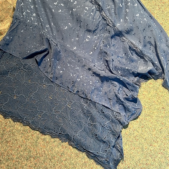 NWT Anthropologie Asymmetrical Lace Blue Maxi Dress Size 16 - Picture 14 of 15